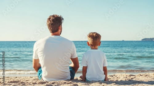 Fototapeta Naklejka Na Ścianę i Meble -  Father and Son on the Beach