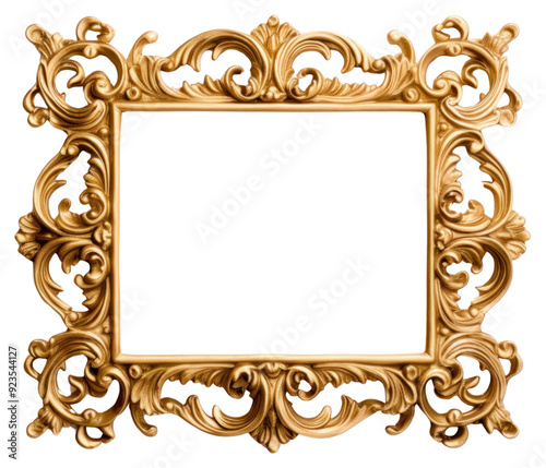 PNG Elegant ornate golden picture frame