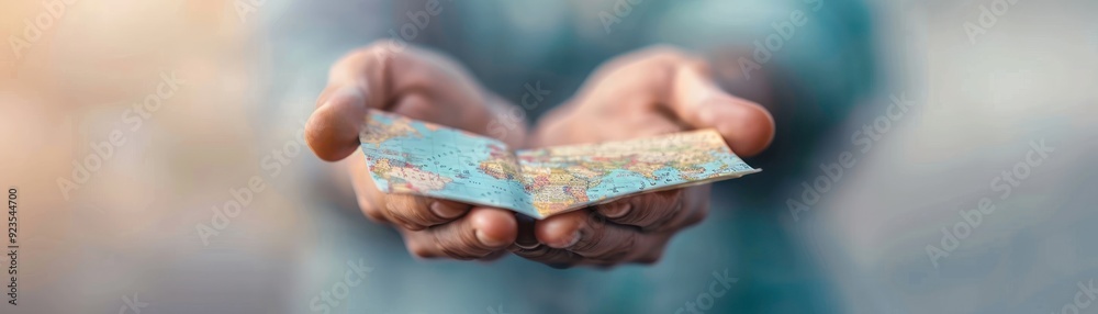 Tour guide showing a city map, guided tours, travel Tour guide showing a city map, guided tours, travel