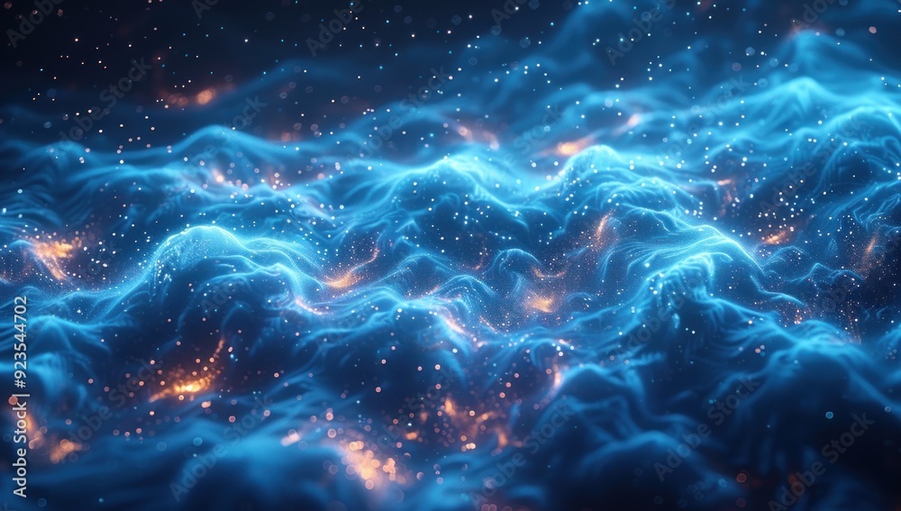 Abstract Blue and Orange Particle Wave Abstract Blue and Orange Particle Wave