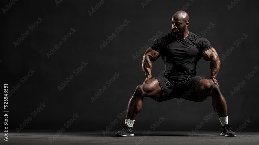 Empowering Lower Body Workout: Heavyset Man Engaging in Seated Leg Extensions Against Gray Background with Copy Space Above, Generative AI