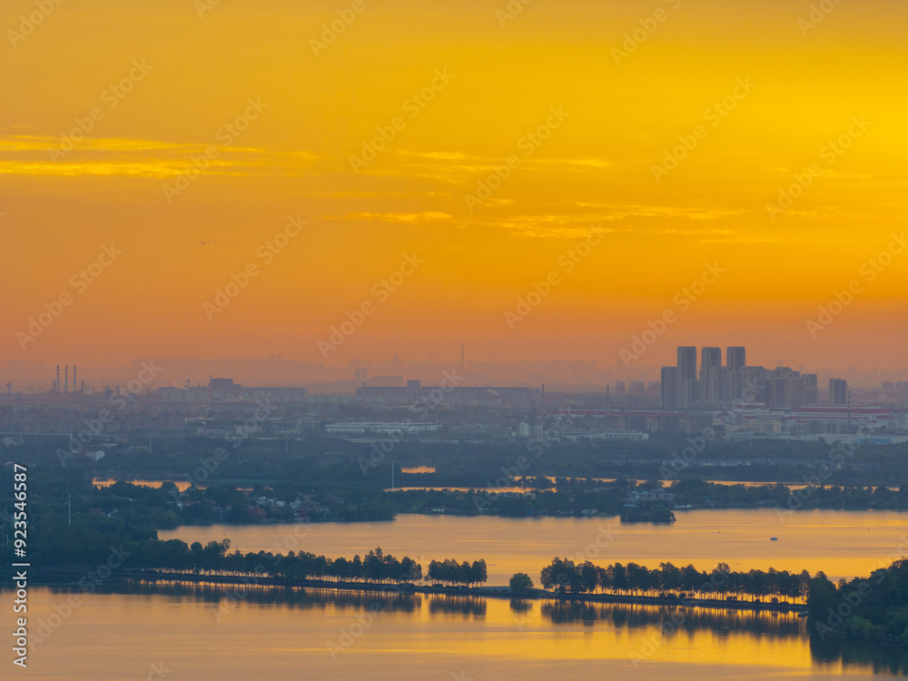 Summer sunrise scenery of Wuhan East Lake Scenic Area Summer sunrise scenery of Wuhan East Lake Scenic Area