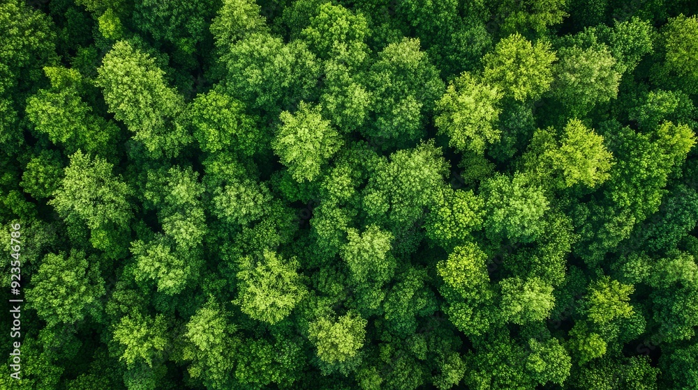 Naklejka premium Lush Green Forest Canopy from Above
