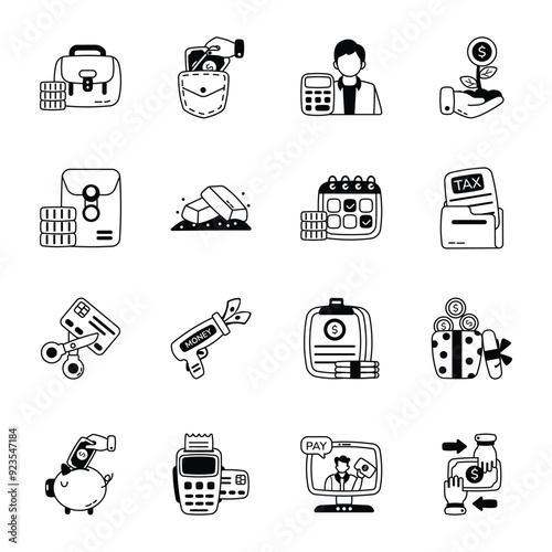 Set of Finance Planning Glyph Icons 

