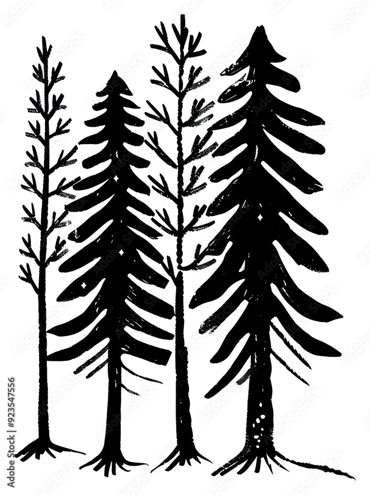 Monochrome evergreen tree illustration Monochrome evergreen tree illustration