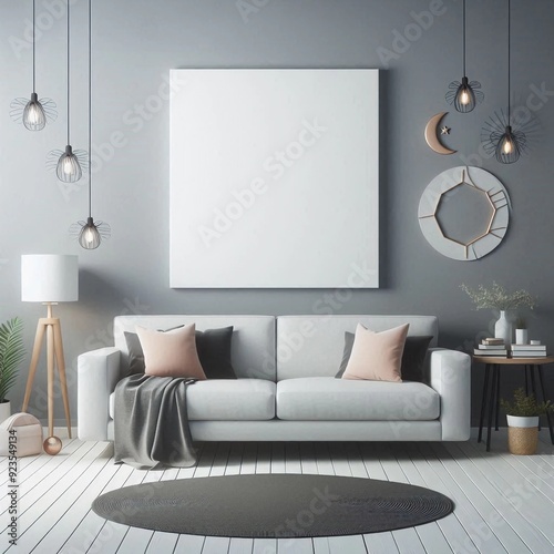white mockup in living room illustration with realistic style among setup living room chair. suitable for advertisement and building image and architecture interior.