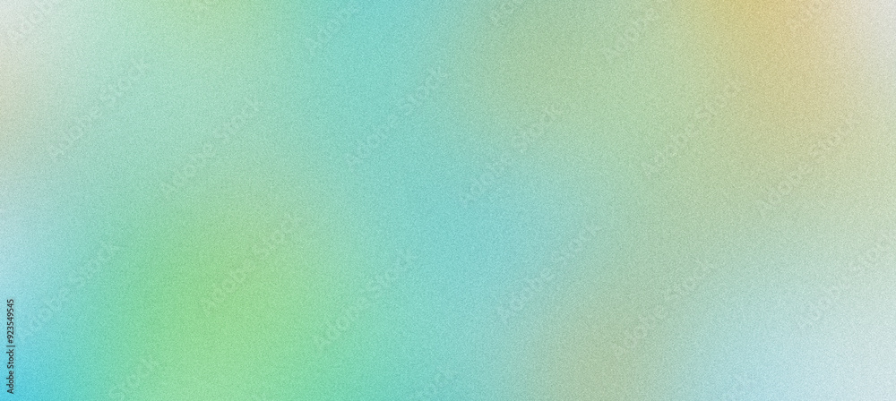 Abstract blurred grainy gradient background blending green, blue, and yellow colors