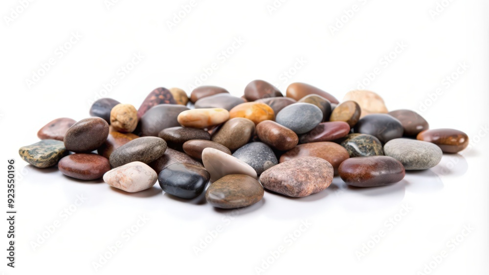 Obraz premium Smooth, Multicolored River Rocks on White Background