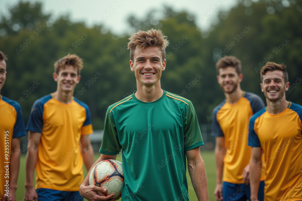 photo of teenage youth soccer player portrait group shot at soccer field, generative AI photo of teenage youth soccer player portrait group shot at soccer field, generative AI