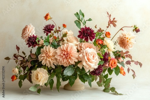 Wallpaper Mural Peach and Burgundy Floral Arrangement in a White Vase Torontodigital.ca