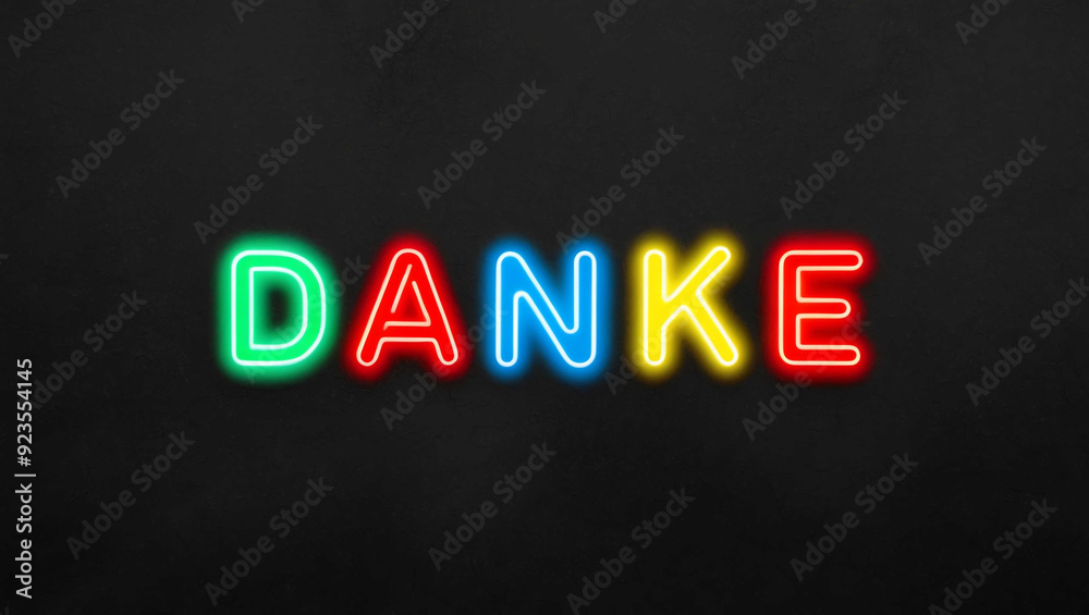 danke colorful neon lettering on plain dark black background danke colorful neon lettering on plain dark black background