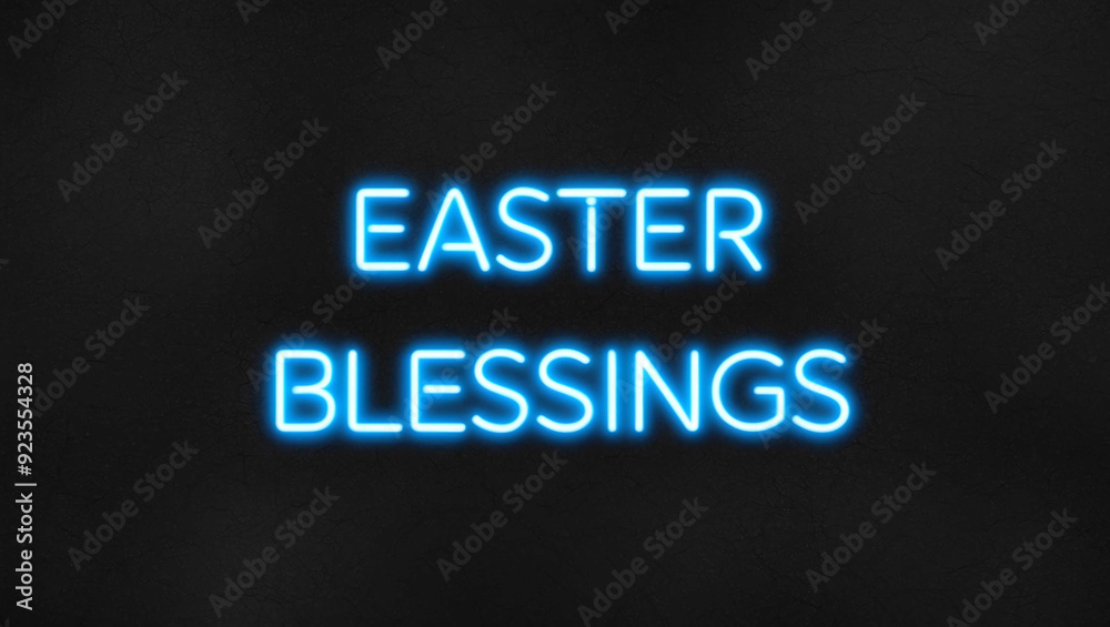easter blessings blue neon lettering on plain dark black background easter blessings blue neon lettering on plain dark black background