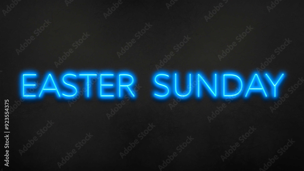 easter sunday blue neon lettering on plain dark black background easter sunday blue neon lettering on plain dark black background