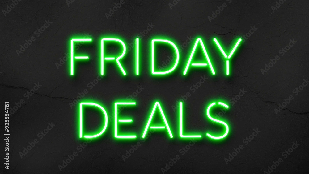 friday deals green neon lettering on plain dark black background friday deals green neon lettering on plain dark black background