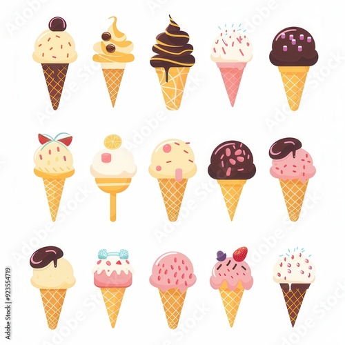 Vector illustration of tasty cone ice cream.
