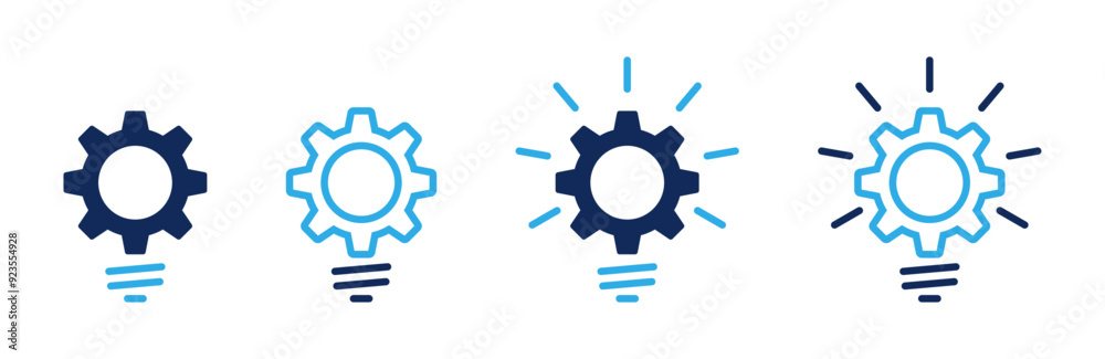 Innovation icon set. Light bulb with cogwheel symbol Innovation icon set. Light bulb with cogwheel symbol