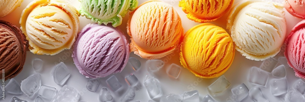 Scoop of various flavor of tasty ice cream. Scoop of various flavor of tasty ice cream.