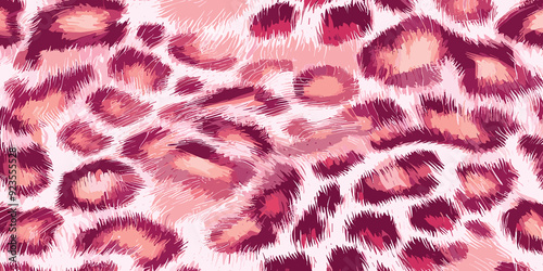 Pink Leopard Skin Texture Pattern Vector. Seamless Animal Wildlife Skin Pattern. Leopard Fur Camouflage Background.