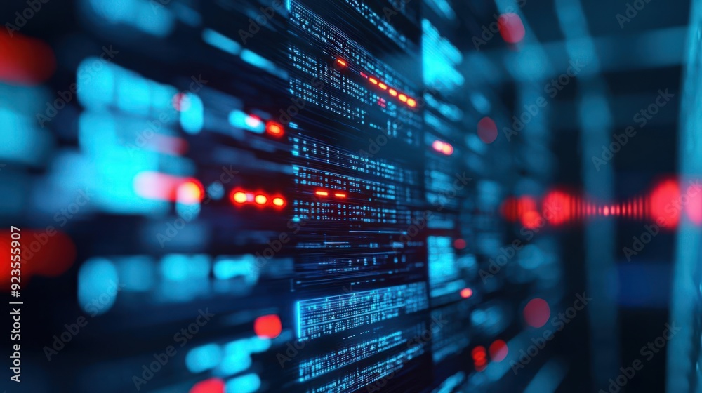 Cybersecurity control panel with live malware alerts, cybersecurity, monitoring