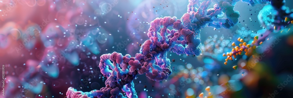 Fototapeta premium 3D Rendering of Genetic Information Molecules Analyzed at the Microscopic Level