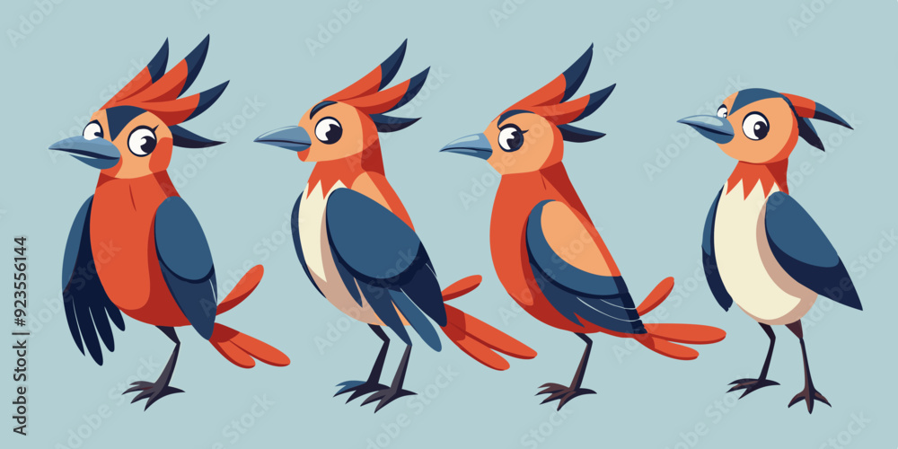 Waxwing Bird Various Poses Sequence Cartoon Vector Characte
Waxwing Bird Various Poses Sequence Cartoon Vector Characte