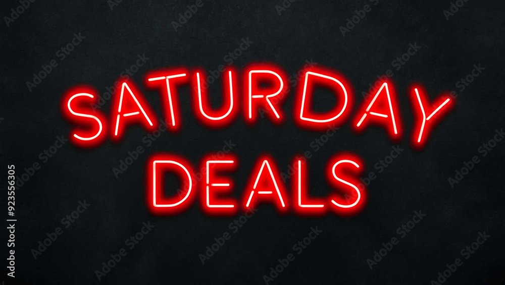 saturday deals red neon lettering on plain dark black background saturday deals red neon lettering on plain dark black background
