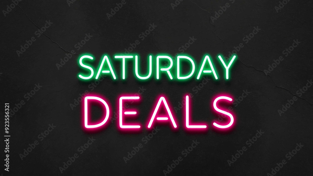 saturday deals green neon lettering on plain dark black background saturday deals green neon lettering on plain dark black background