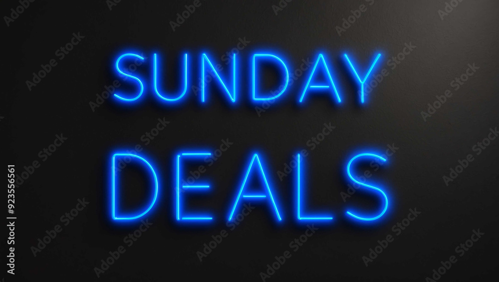 sunday deals blue neon lettering on plain dark black background sunday deals blue neon lettering on plain dark black background