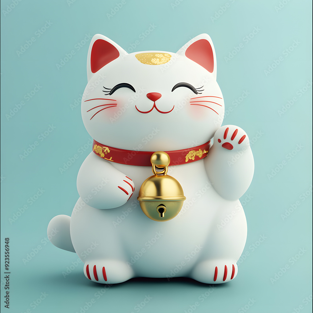 3d cartoon Japanese maneki neko cat. Lucky japan traditional cat toys, kawaii oriental fortune symbol isolated on background 3d cartoon Japanese maneki neko cat. Lucky japan traditional cat toys, kawaii oriental fortune symbol isolated on background