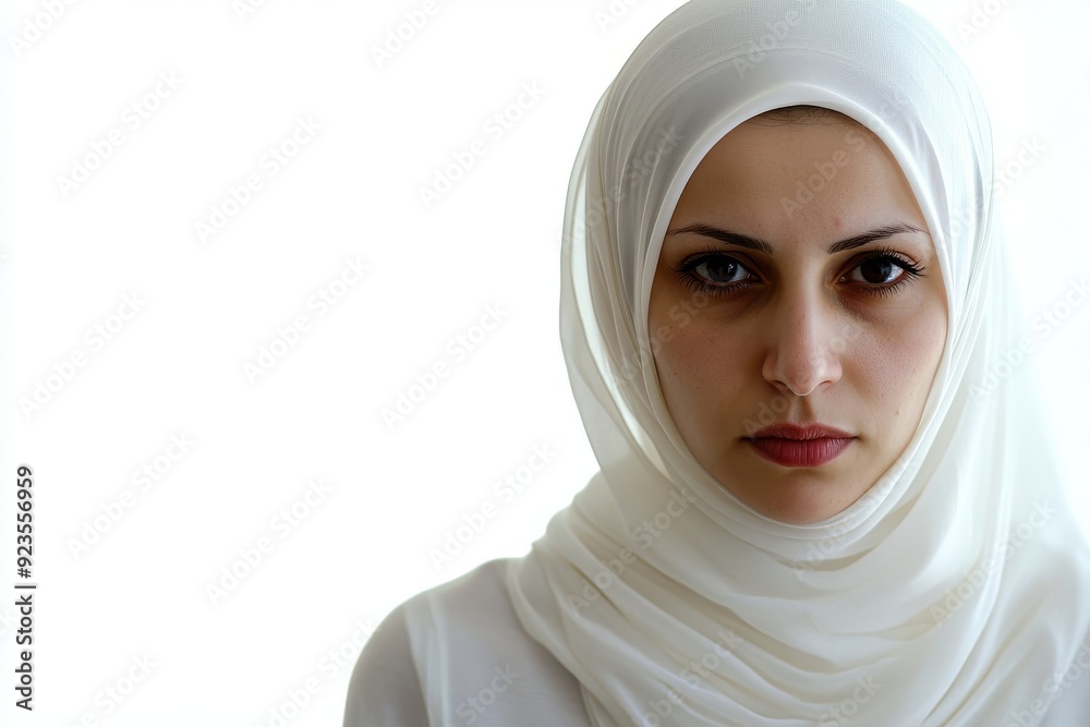 An isolated portrait of a smiling woman wearing a headscarf in stylish modern fashion, isolated on transparent background An isolated portrait of a smiling woman wearing a headscarf in stylish modern fashion, isolated on transparent background