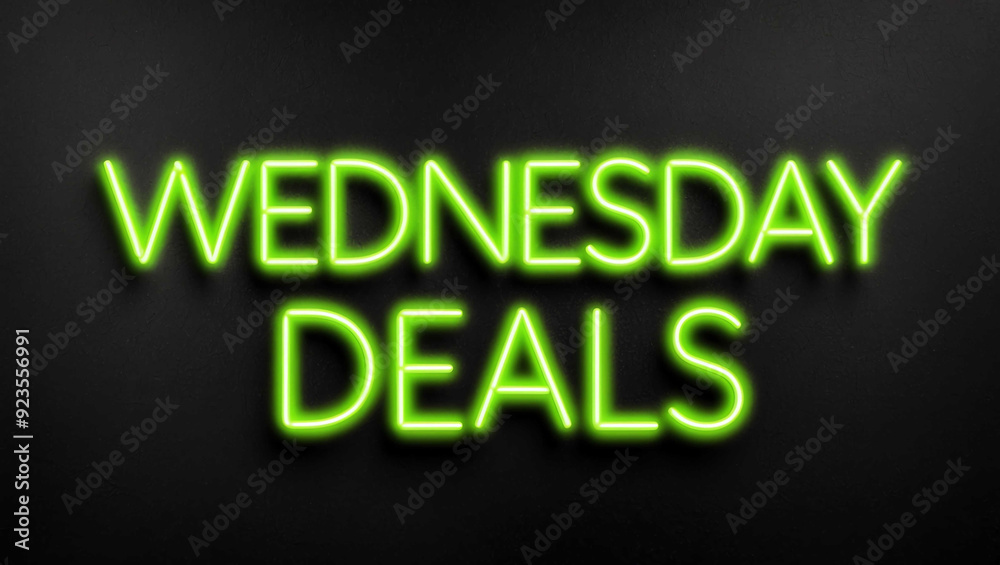 wednesday deals green neon lettering on plain dark black background wednesday deals green neon lettering on plain dark black background