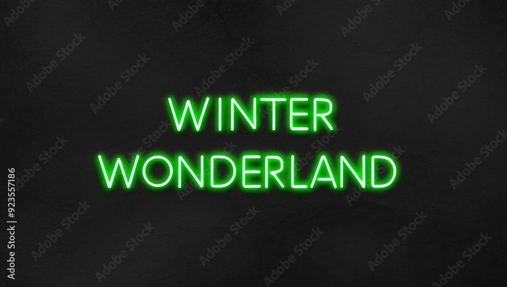 winter wonderland green neon lettering on plain dark black background winter wonderland green neon lettering on plain dark black background
