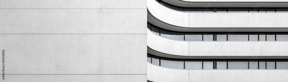 Obraz premium Modern architectural design featuring smooth lines and a minimalist aesthetic on a stylish building facade.