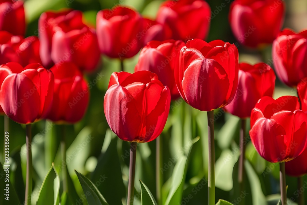 The Allure of Red Tulips: A Vibrant Field in Full Bloom, generative ai The Allure of Red Tulips: A Vibrant Field in Full Bloom, generative ai