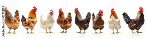 Chickens hens isolated on transparent background