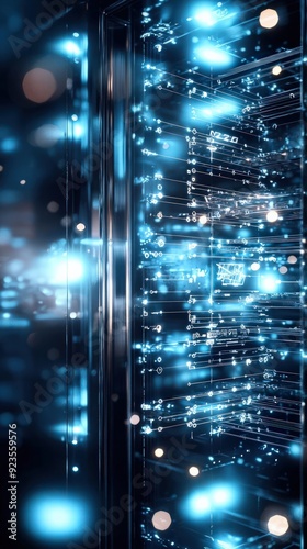 Hightech vault with digital firewalls and security symbols, cybersecurity, protection