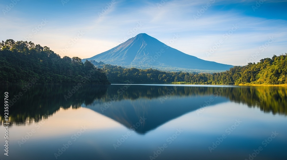 Serene Mountain Reflection Over Water Serene Mountain Reflection Over Water