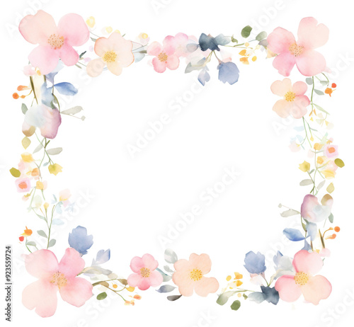 PNG Elegant floral watercolor frame