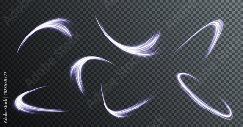 Light pink Twirl. Curve light effect of pink line. Luminous pink circle. Light blue pedistal, podium, platform, table. Vector PNG.	
