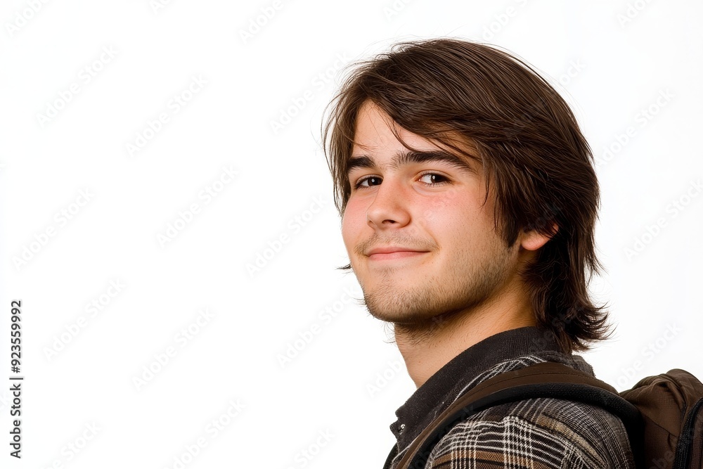 Male student profile shot on transparent background with a young handsome face Male student profile shot on transparent background with a young handsome face