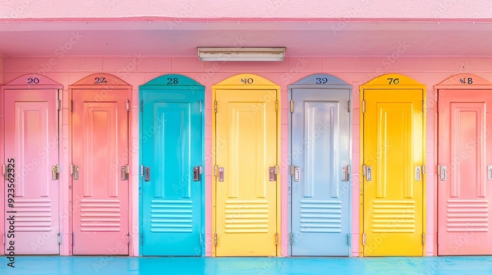 Colorful Education Back to School Background with Vibrant Lockers in a Row for Creative and Inspirational Learning Environment Colorful Education Back to School Background with Vibrant Lockers in a Row for Creative and Inspirational Learning Environment
