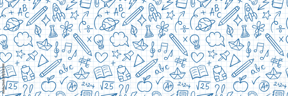 Back to school seamless repeating banner vector pattern background design