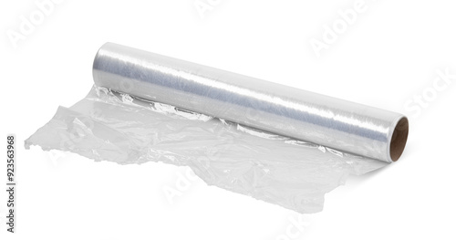 Roll of thin cling film isolated on transparent background