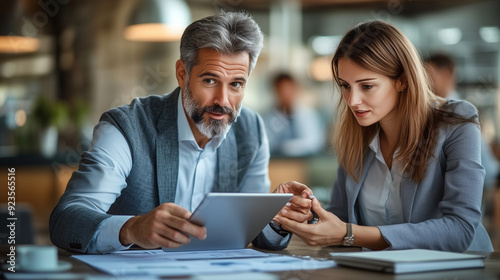 Teamwork meeting, tablet and business people in office workplace. Collaboration, technology and workers, men or employees with touchscreen planning sales, research or financial strategy in company.