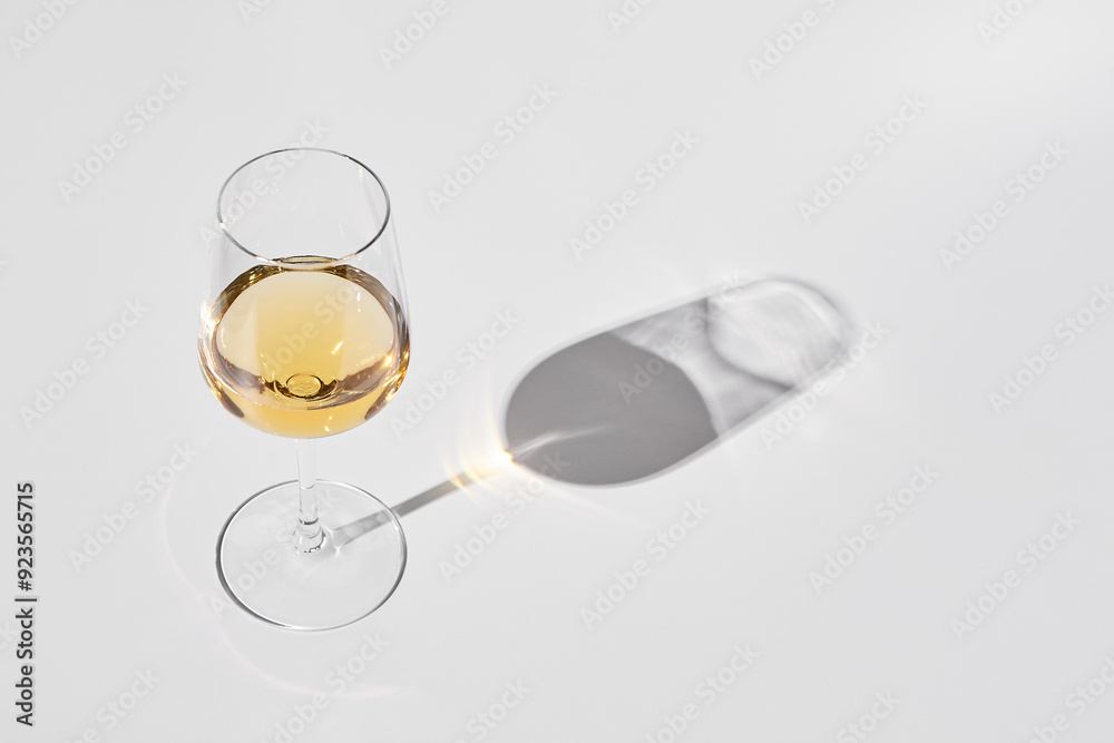 Champagne flute with drink casts gray shadow. Champagne flute with drink casts gray shadow.