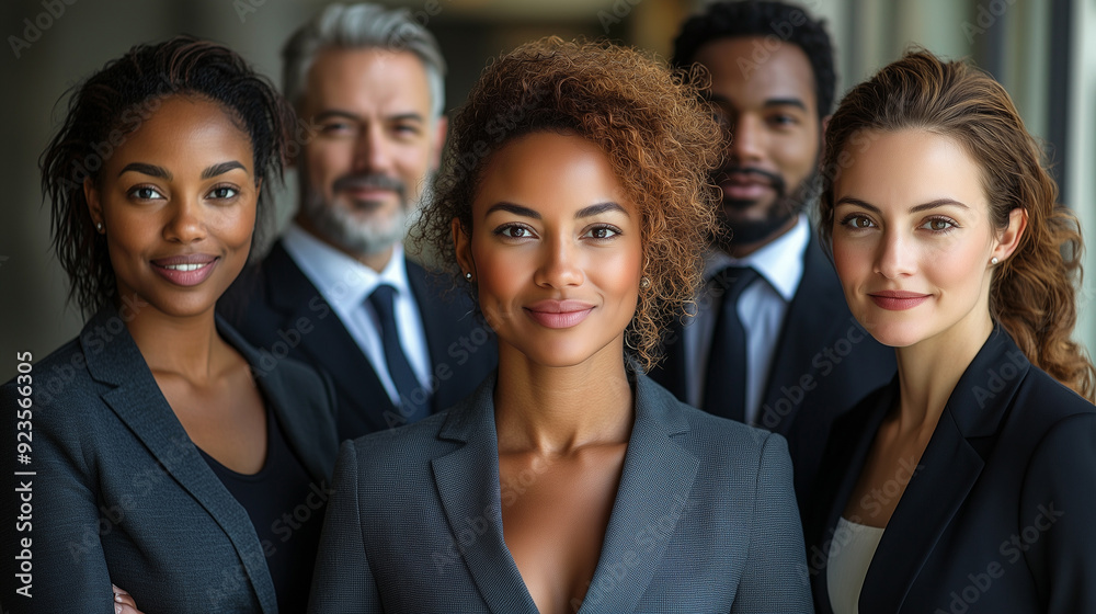 A diverse group of businesspeople poses for a professional team photo, exuding confidence and professionalism, while looking smart and impeccable. A diverse group of businesspeople poses for a professional team photo, exuding confidence and professionalism, while looking smart and impeccable.