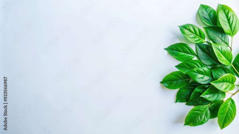 Fototapeta premium Lush Green Leaves Against a White Background