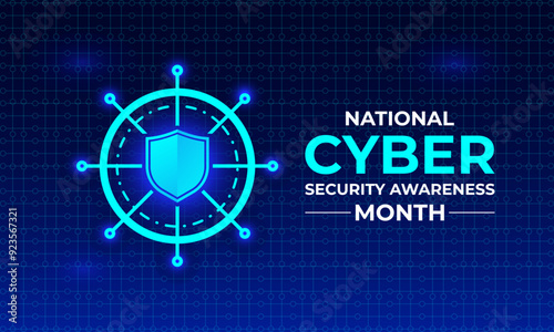 National Cyber Security Awareness Month is an annual campaign held every October to raise awareness about the importance of cybersecurity. Holiday concept. Template for background, banner, Vector0