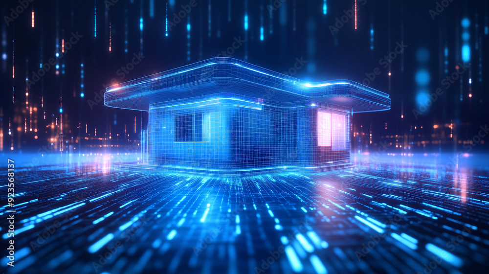 digital house in web smart home concept. digital house in web smart home concept.