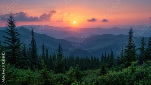 Sunset Over Majestic Mountain Range